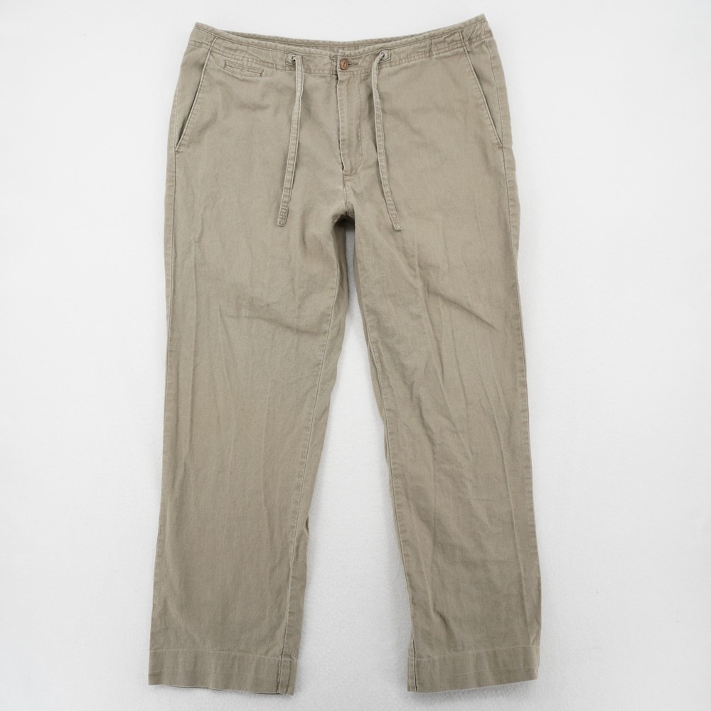 Cubavera Linen Blend‎ Drawstring Pants Mens 36 Khaki Casual Resort